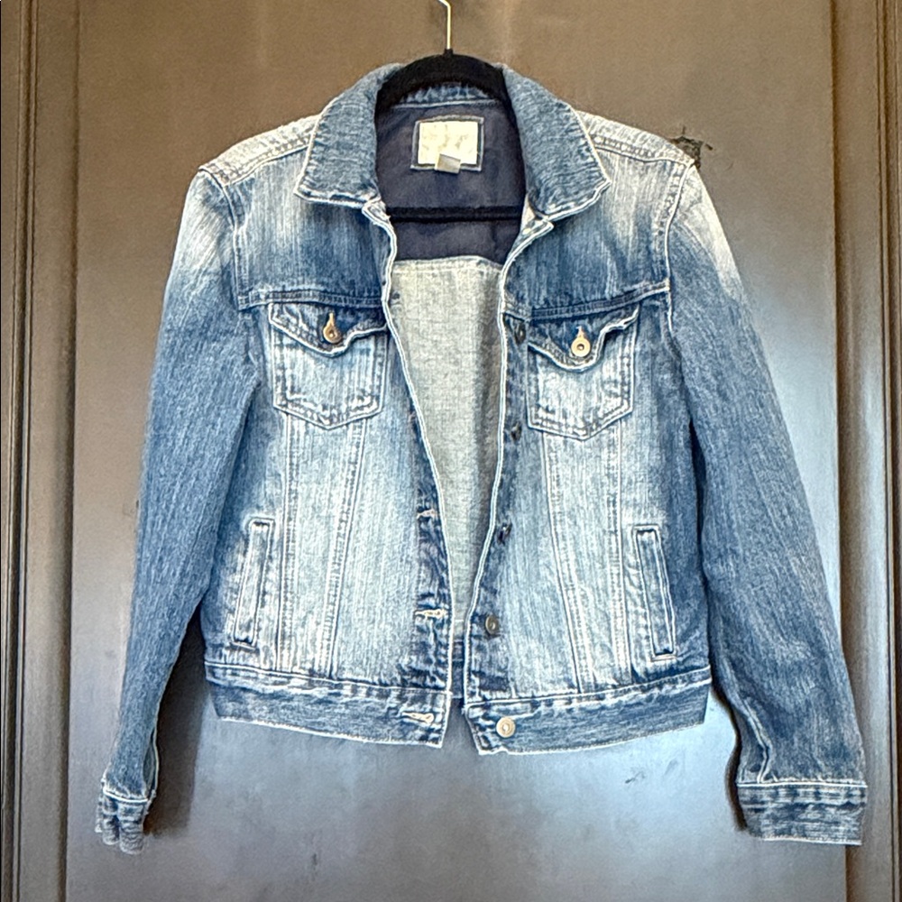 Forever 21 Denim Jacket with American Flag Patch - Picture 3 of 5